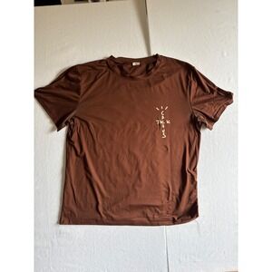 Travis Scott Cactus Jack Mens Brown Graphic T-Shirt XL Polyester Tee Short Slv
